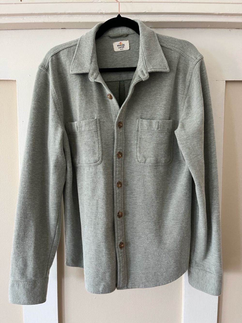 Marine Layer Pacifica Stretch Twill Overshirt - Sage Green - Medium